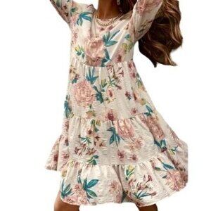 Zara The Sharon Tiered Floral Babydoll Cottagecore Mini Dress Size XS